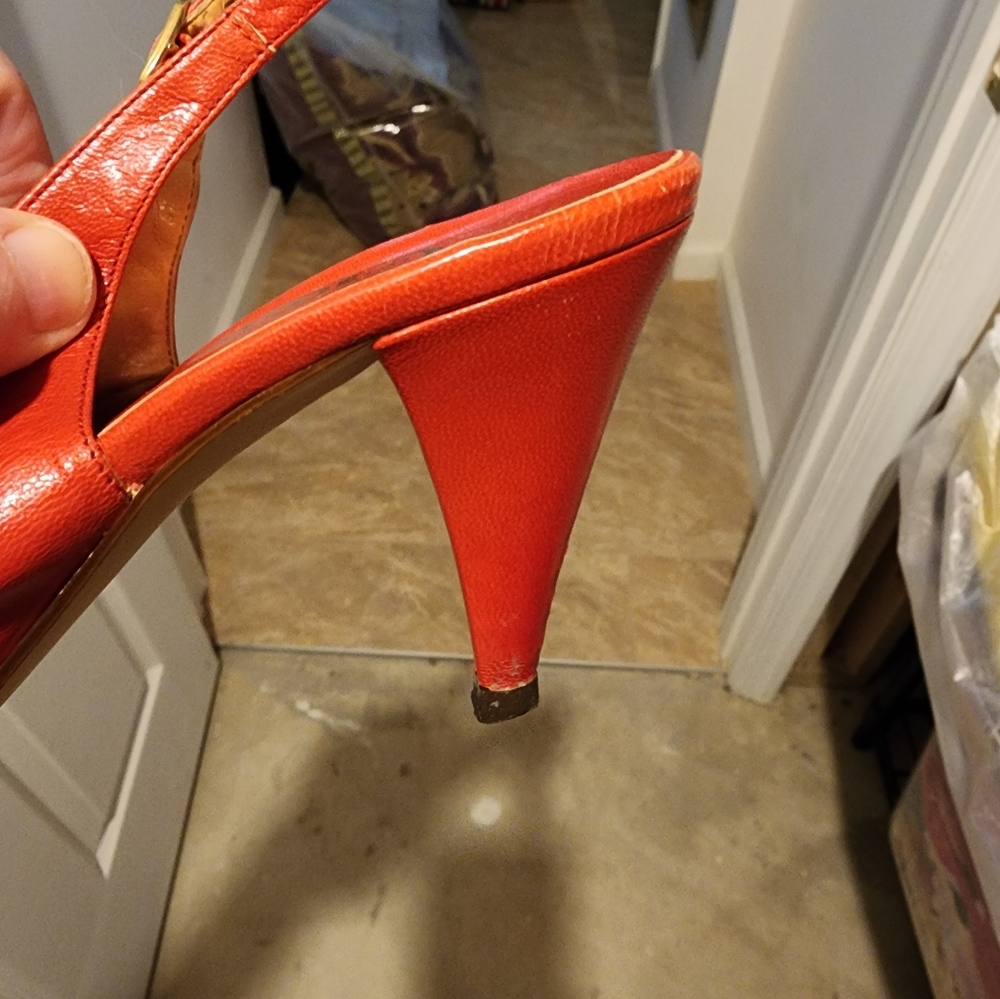 Red Leather Slingbacks - Picture 6 of 7